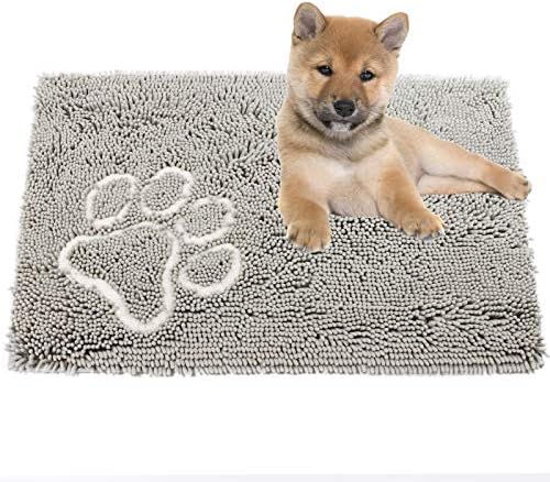 Dog Bed Mat for Car Floor Crate,20x31Inch Pet Dog Feeding Mat Rug for Food and Water,Absorbent Door Mat for Dogs,Dries Quickly Grey