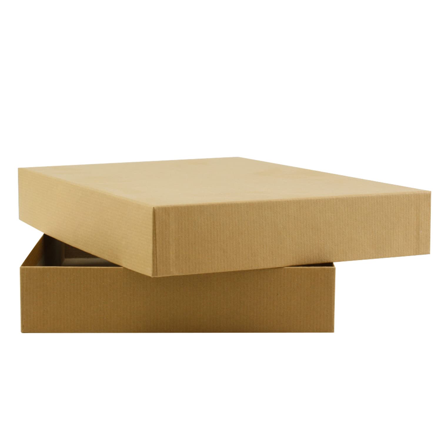 100x Geschenkschachtel mit Deckel - Braun (Kraftpapier) - Größe: B6 - Innen-Maße: 26 x 19 x 4 cm - Stülpbox aus Karton - Geschenkbox - Aufbewahrungsbox - Fotobox - Dekobox - Spieleschachtel