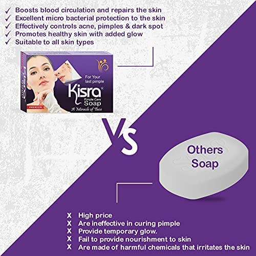 Image of Kisra Premium Acne Prone Skin - Controls Acne Development - Clears Out Clogged Pores - Formulated Specially To Create A Barrier Against Acne Development - Pimple Care Soap (Pack Of 9) SH-7711