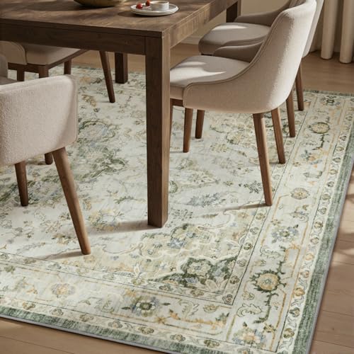Tapete rectangular 5x7 PADOOR verde suave y antideslizante miniatura 5