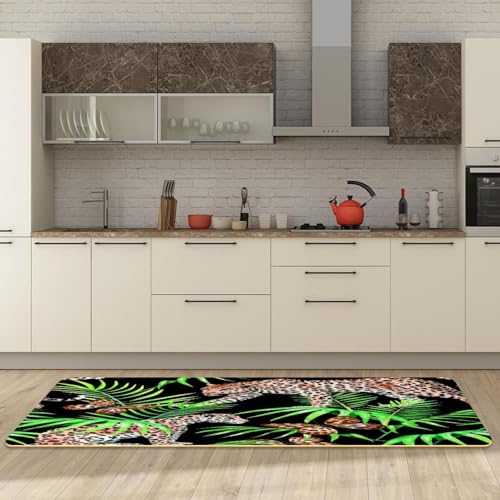 Tapete de cocina de leopardo antideslizante pack de 2 alfombras lavables absorbentes 3