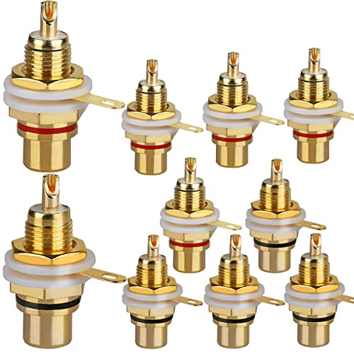 10 pzas Conector RCA Hembra Panel Audio Negro y Rojo miniatura 1