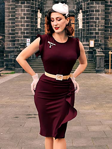 Miusol Women's Business Retro Ruffles Slim Cocktail Pencil Dress3