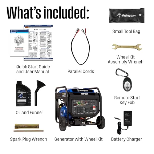 Westinghouse Outdoor Power Equipment 10000 Peak Watt Portable Open Frame Inverter Generator, Remote Electric Start with Auto Choke, Transfer Switch Ready, Gas Powered, CO Sensor - Image 3