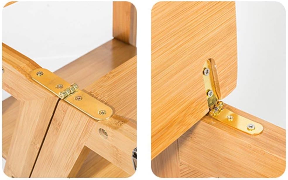 Bamboo Household Multifunction Step Ladder Solid Wood Stool Child Folding Chair Dual-use Four-Step Ladder Climb High Ladder (Color : Wood)