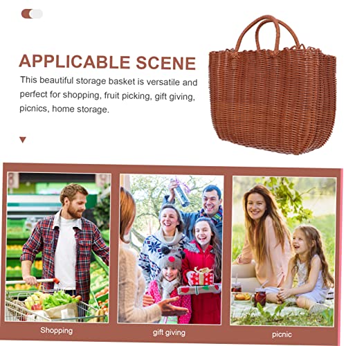 VOSAREA Imitation Basket De Fruits De Rotin Panier De Légumes Panier De Pique- Panier De Rangement – vue 9
