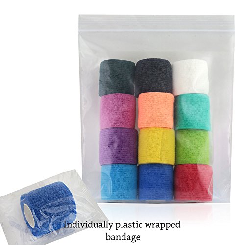 Wildcow Vet Wrap 2" Bulk Tape Dog Bandages, 12 Color Pack Pet Leg Raps #TOP7