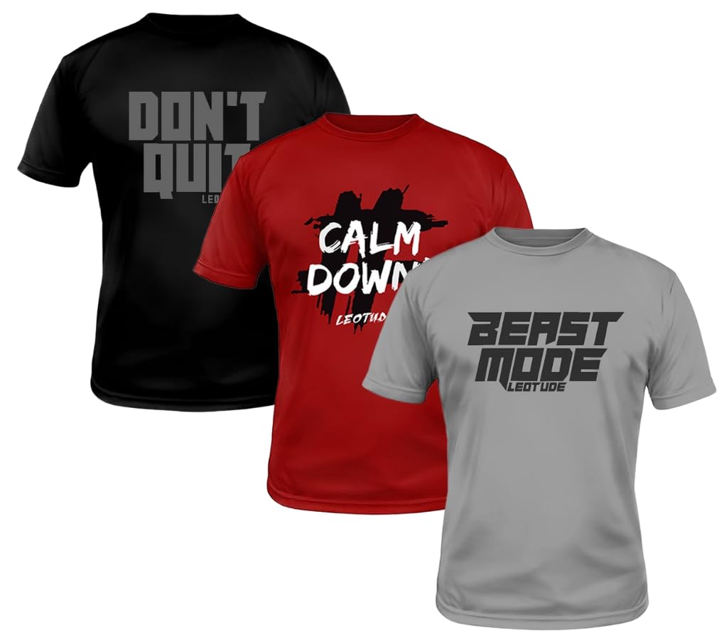 LEOTUDE Regular Fit Half Sleeve Round Neck Tshirt for Men Combo (Pack of 3)