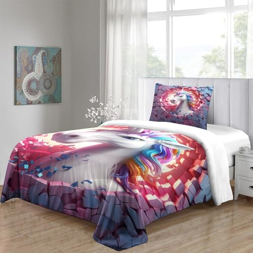 Housse de couette licorne 3D en microfibre premium douce 135x200 - 5