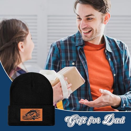 Image of American Flag Fishing Beanie Hat for Men, Christmas Dad Birthday Beanie Hats Gift for Women Men