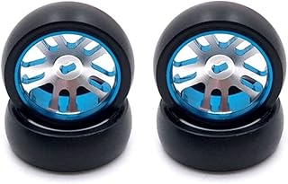 KingVal Replacement 4PCS Metal Wheel Rim Wheel Hub with Tire Tyre RC Parts Compatible with WLtoys K969 RC Car (Blue)