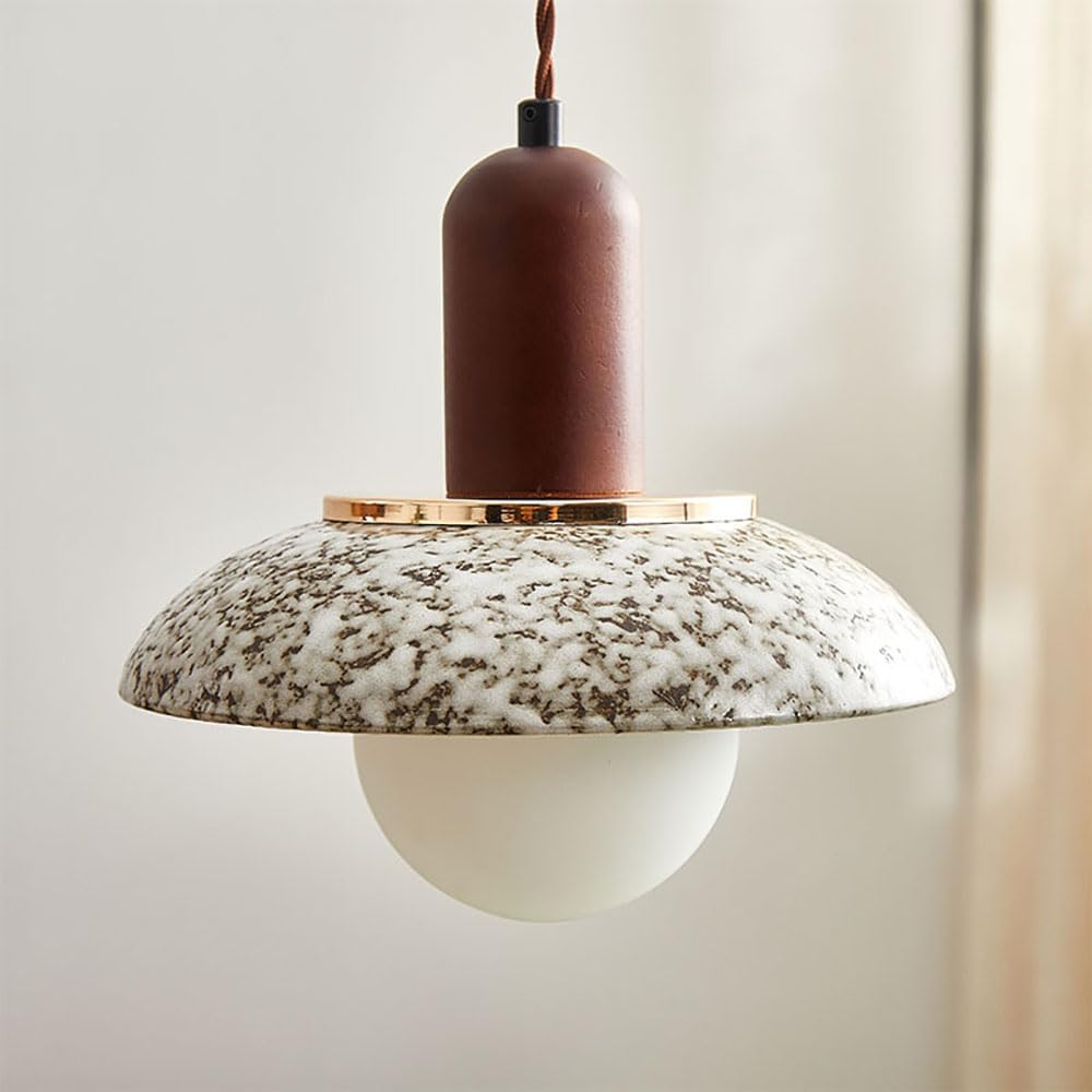 Suspension LED en céramique pour îlot de cuisine et salle de restaurant, lustre avec bois E27