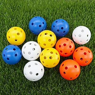 Golf Practice Balls Hollow Plastic Sports Training Ball Value 12 24 Pack, Golf Air Ball 5 inch Swing Driving Range Home Use (12 Pack, Mixed Color)