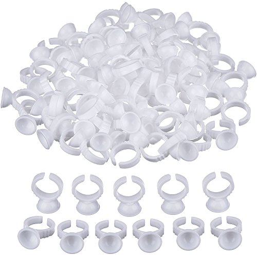eBoot 100 Pack Makeup Glue Rings Tattoo Glue Holder Disposable Plastic Nail Art