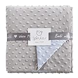 Pirulos Manta Doble Cara para Bebé con diseño de Burbujas, Color Turquesa Gris y Azul