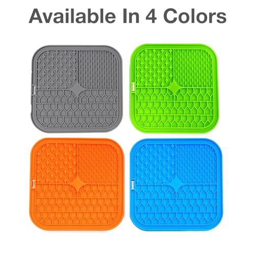 Image of Licking Mat for Dogs and Cats | Premium Lick Mat Suction Cups | Anxiety and Boredom Relief | Slow Feeding Mat Puzzle Toy | Food Grade Silicone Distraction Toy (Grey)