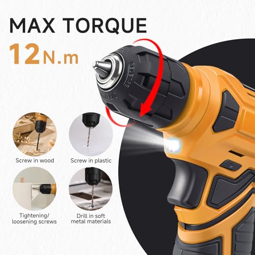 Tool Set - Tool Kit with 8V Cordless Drill, 132 Piece Tool Box with Drill, Home Tool Kits for Men & Women, Hand Drill Set Perfect for Homeowner, Diyer, Handyman-Yellow