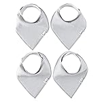 Copper Pearl 4 Pack Soft Cotton Baby Bibs for Drooling and Teething, Absorbent Drool Bibs for Baby Girl and Boy, Adjustable to Fit Newborns to Toddlers (Gray Basics)