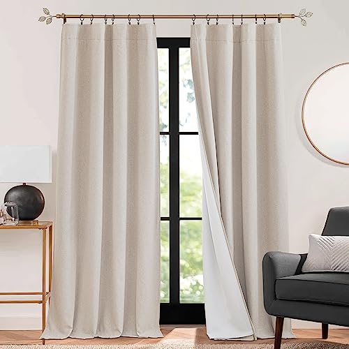RYB HOME 3 in 1 Soundproof - Blackout - Insulation Linen Curtains, Noise Blocker Energy Saving...