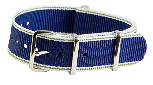 Image of Clockwork Synergy Classic Ballistic - 20mm White /Green /Navy Nylon Ballistic Watch Strap Band
