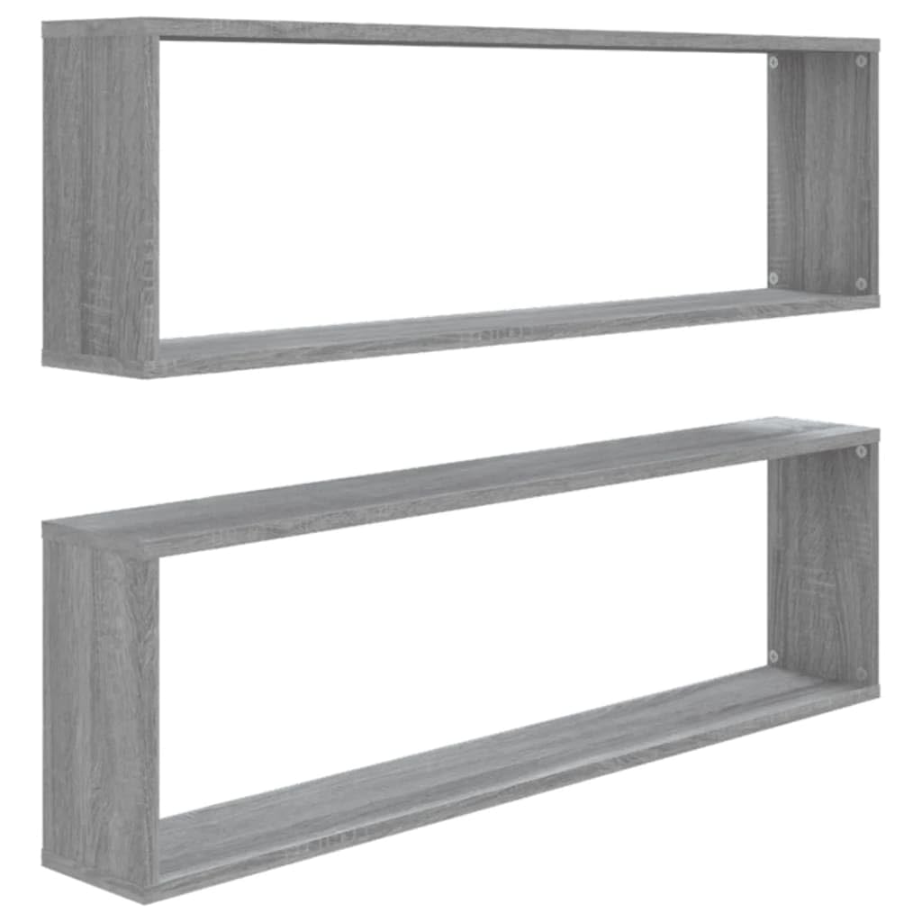 Scaffalature, mensole da parete e sporgenze, mensole cubiche da parete per casa, 2 pezzi, grigio Sonoma, 100 x 15 x 30 cm, in legno ingegnerizzato