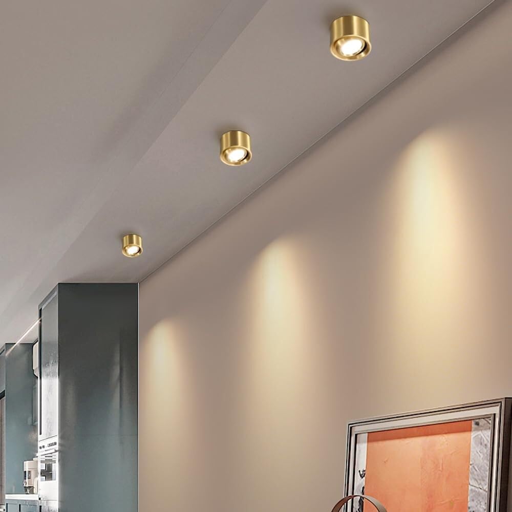 XBTGS Foco Totalmente de Cobre, Foco de Techo LED de 7W, 10W y 12W, Barras de luz de Techo, focos de Techo empotrados, luz de Techo, decoración de Dormitorio, Sala de,7W