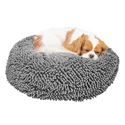Soggy Doggy Super Snoozer Dog Bed - Comfortable Bed For Dogs - Microfiber Chenille Dog Bed - Cozy Microfiber Dog Bed Machine Washable - Round Dog Bed (Medium, Gray) #TOP14