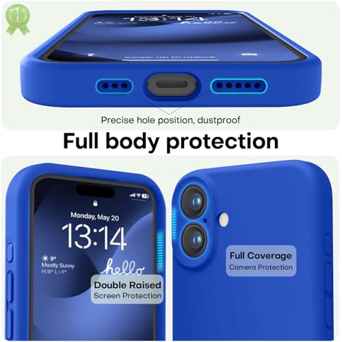 Image of LOVE 3000 Designed for iPhone 16 Case, Premium Silicone with [Soft Anti-Scratch Microfiber Lining] Shockproof Protective Phone Case for Men Women Girls 6.1 inch, Klein Blue