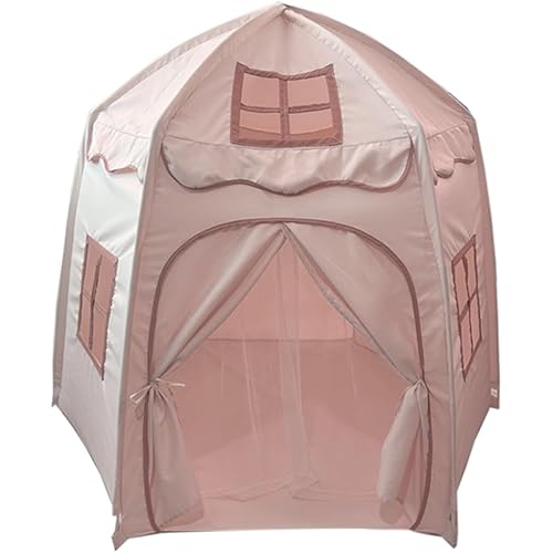 besrey Hexagonal Kids Play Tent, Large Children's Fort with Star Lights, Easy Setup for Indoor Outdoor Playhouse, Gift for Boys Girls, Pink