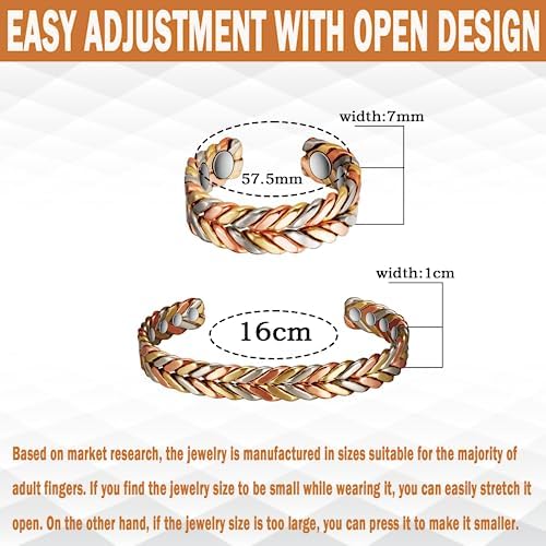 1 Anello Magnetico Rame Puro Massiccio Misura Regolazione Uomo Donna - Foto 4