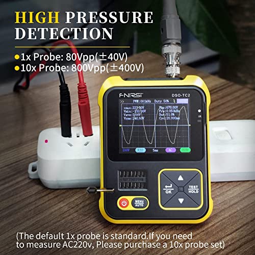 Fnirsi Dso-Tc2 2-In-1 Transistor Tester & Digital Oscilloscope, Mini Multimeter Tester - Voltage Detector, Power Probe Kit, Volt Meter, Diy Circuit Voltmeter, 2-Channel Resistor Relay #TOP5