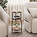 Yuede Small Round Side Table, 3-Tier End Table with Storage Shelf, Slim Sofa Table Coffee Table, Sturdy & Easy Assemble Nightstand for Small Spaces, Living Room Bedroom Corner, Rustic Brown