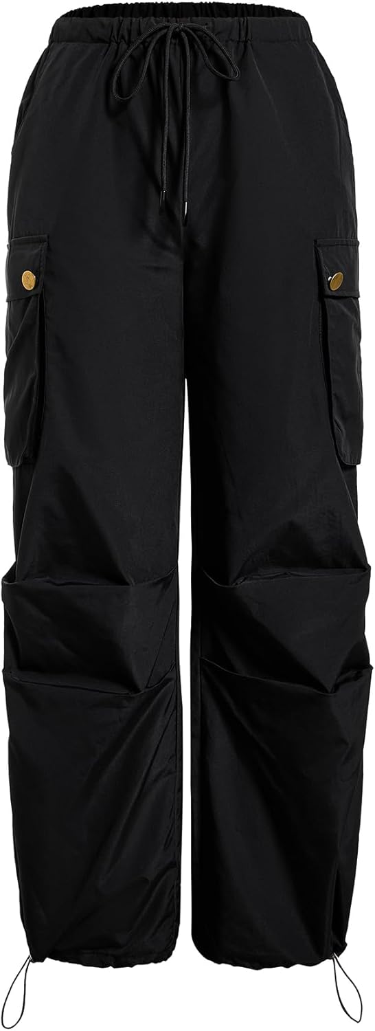 Floerns Women's Leopard Straight Leg Cargo Pants Cheetah Drawstring Ruched Trousers