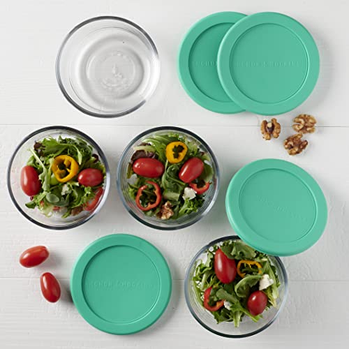Anchor Hocking 8 Piece Glass Food Storage Containers 2-Cup Round With Mint Snugfit Lids (Bpa Free, Oven, Microwave, Fridge, And Freezer Safe) #TOP2