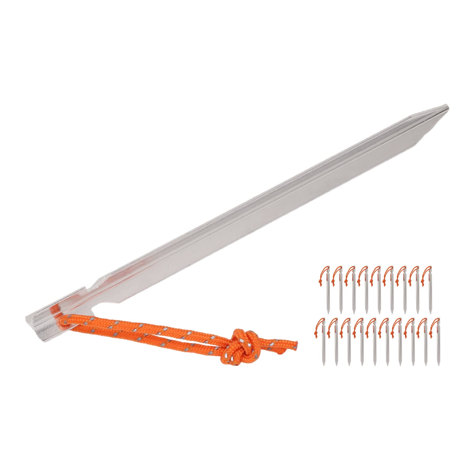 Picchetti per Tende Resistenti per Accessori da Campeggio Picchetti in Lega di Alluminio Ultraleggera da 18 Cm con Corde per Avventure All'aria Aperta (Argento Bianco)