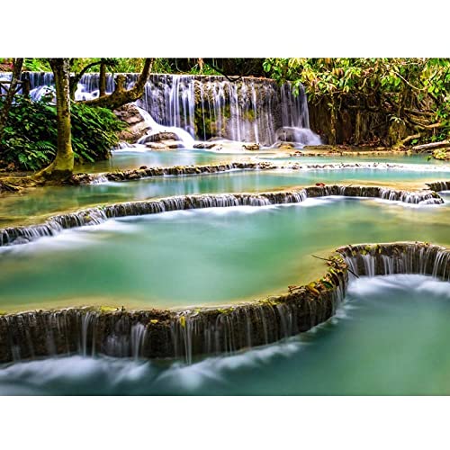 Art de diamant ruisseau de montagne : grand tableau 5D bricolage pour décorer votre salon zen