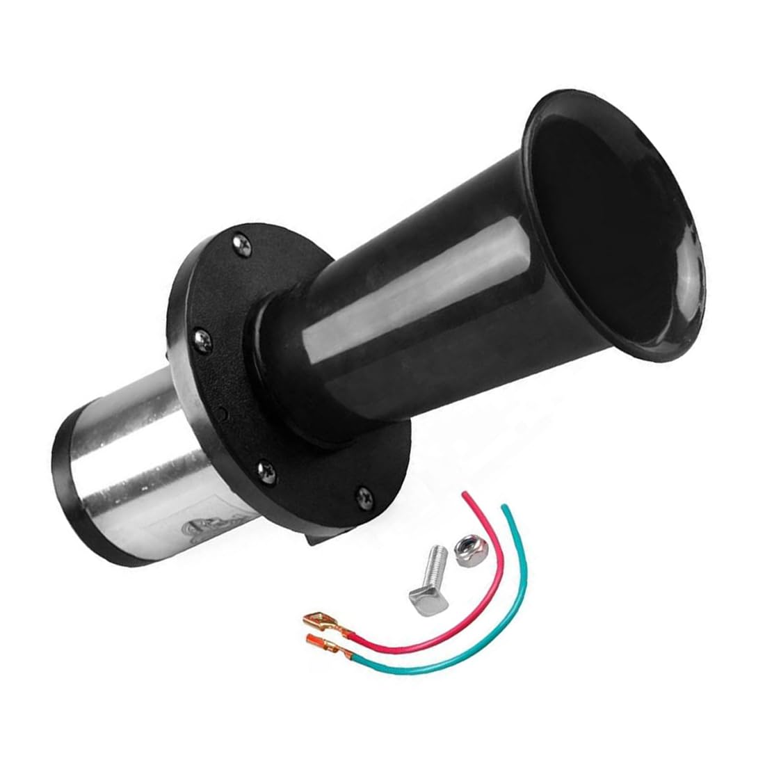 Clacson Ahooga per auto, stile classico, vintage, per auto, camion, camper, 12 V, 110 dB (nero)