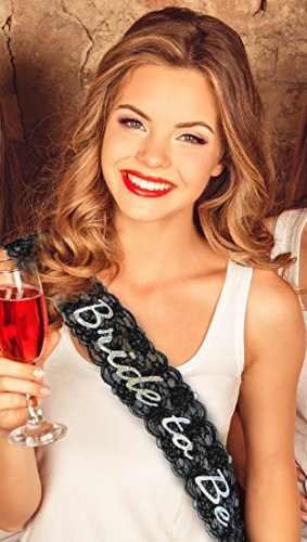 Bachelorettesy Bride To Be Black Lace Sash With Silver Sparkle Letters - Bachelorette Parties, Bridal Showers, Girls' Night Out, Gifts, Engagement Party One Size Fits Most #TOP6