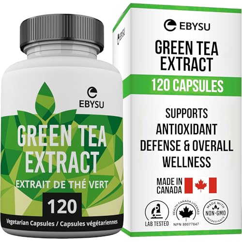 EBYSU Green Tea Extract (Made in Canada) with EGCG – 120 Day Supply – 500mg Capsules – Green Tea Supplement – Antioxidant Supplement for Maintenance of Good Health – Made from Camellia Sinensis Leaf