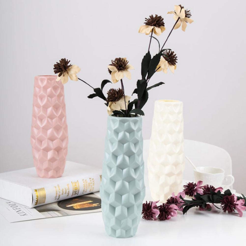 Set Di 2 Vasi Diamantati In Plastica – Alti 26 Cm, Design Moderno Per Casa E Ufficio - 5