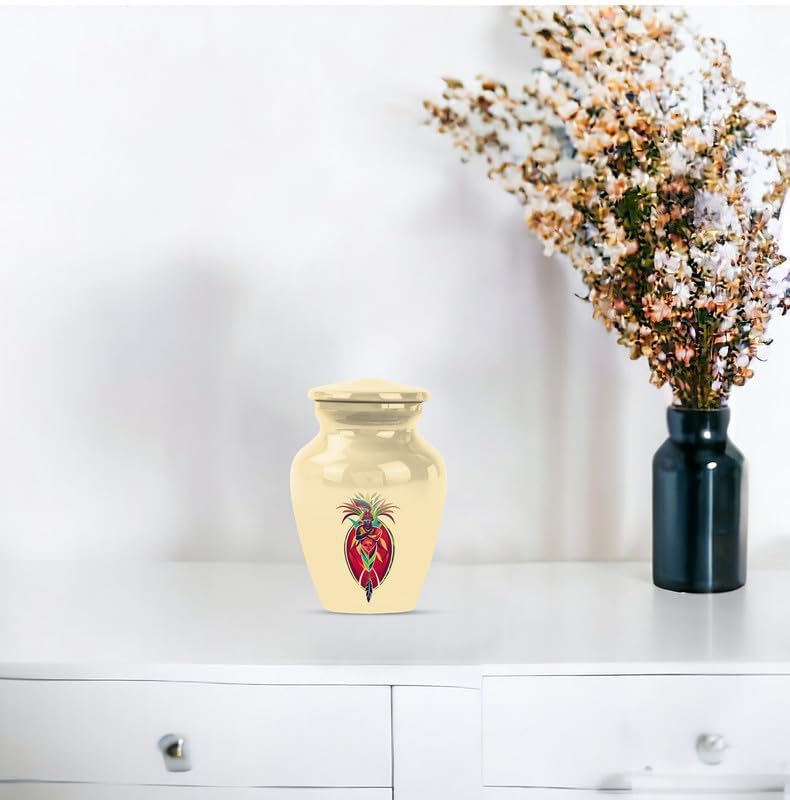 Native American Mini Keepsake Urn, Small Urn for Ashes for Women, Pack of 1, Keepsake Cremation Urns for Ashes Female & Male, Metal Urns for Human Ashes Adult, Urns for Human Ashes, Cream