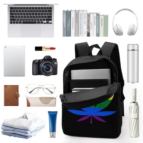 LGBT Weed Gay Proud Classic 17 Inch Backpack Travel Daypack Casual Shoulder Bag with Adjustable Strap for Men Women3