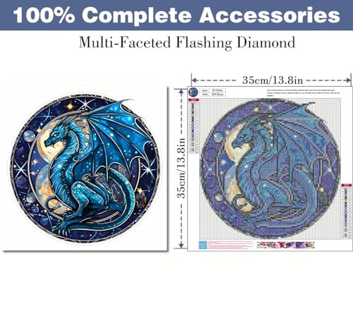 ijbnhd 5D Dragon Stain Glass Diamond Art Kits for Adults 14X14inch - image 2