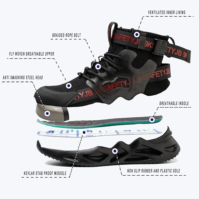 Steel Toe Safety High-Cut Boot Industrial Construction Shoes Mid Cut Industrial Boot Work Safety Comfortable Lightweight Sneakers2