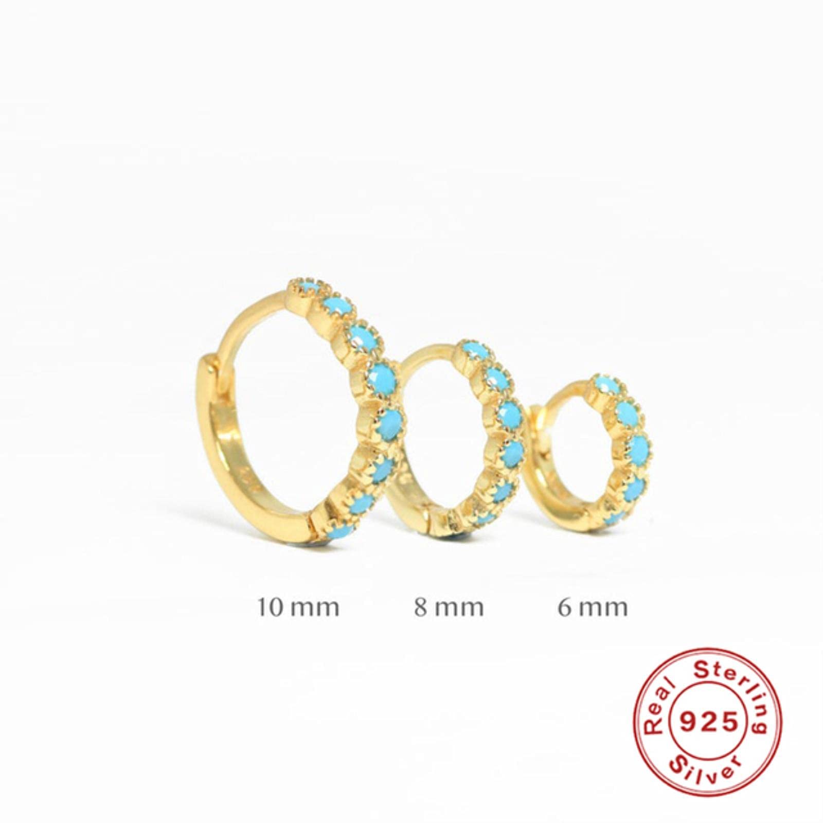 SALAN Orecchini A Cerchio in Argento Sterling 925 Turchese