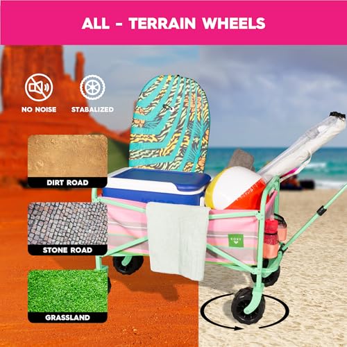 Roxy Folding Beach Wagon Cart – Heavy-Duty Collapsible Utility Wagon with All-Terrain Wheels, Large Storage Capacity, and Adjustable Handle – Ideal for Beach, Camping, and Outdoor Adventures by Roxy - Image 3