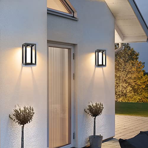 Aponuo Solar Outdoor Wall Lights，Motion Sensor Dusk To Dawn Solar Porch Lights Waterproof Solar Outdoor Wall Lantern Anti-Rust Outdoor Solar Lights For House,Garage, Front, Porch (2 Packs Assembled) #TOP5
