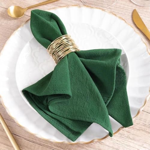 Linen Cloth Napkins Set of 6, 16x16 Inch Cotton Dinner Napkins Washable for Everyday Use, Holiday & Christmas Table Decor in Emerald Green - Tisuff