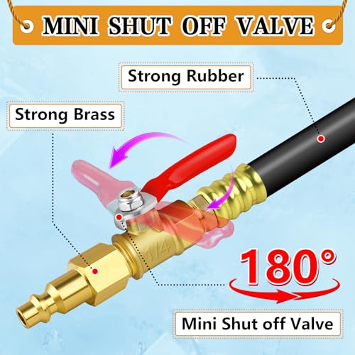 Image of RV Winterizing Blowout Adapter, 3 /4'' GHT Sprinkler System Winterize Blow-Out Fitting Plgu Kit, 16.9''Air Compressor Winterization Hose for Travel Trailer,Camper,Boat,Garden Faucet Hose,Marine