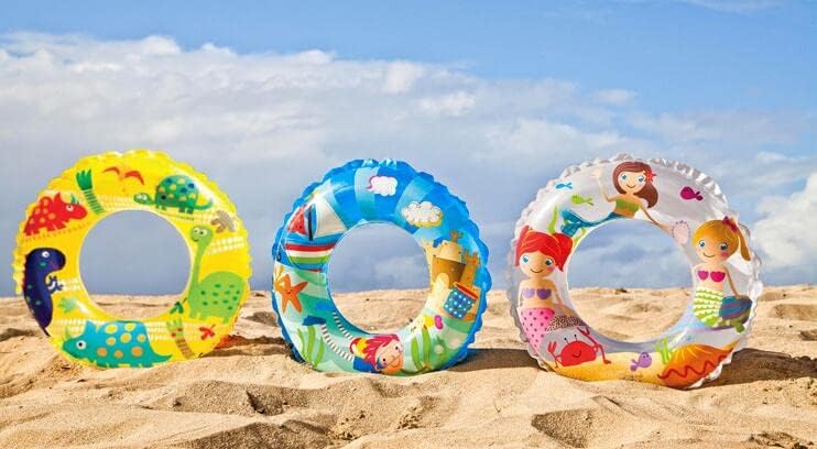 Image of Inflatable Swimming Rings Floater for Summer Fun | Blow Up Pool Floater for Summer Fun | Durable Water Float for Beach Party| Easy-to-Inflate Floating Tube (Transparent Print Pack of 3)